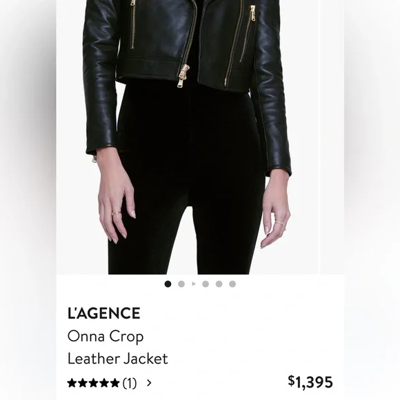 🌟NWT L’AGENCE ONNA BLACK LEATHER CROP BIKER JACKET SIZE XL - Picture 3 of 14